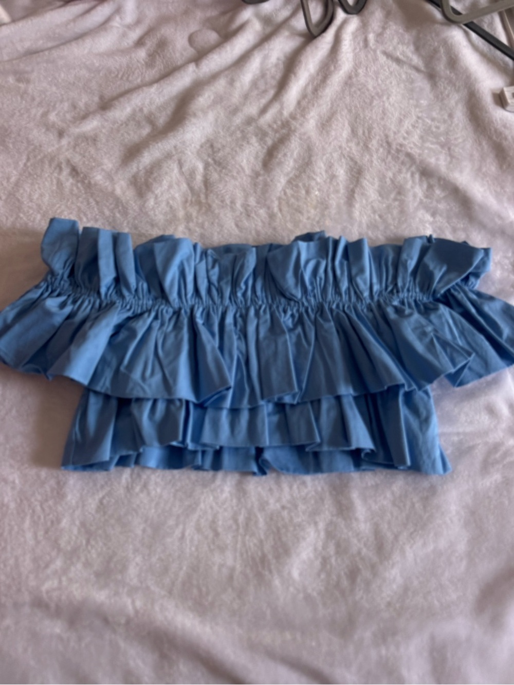Vestique Blue Smocked Off-Shoulder Top